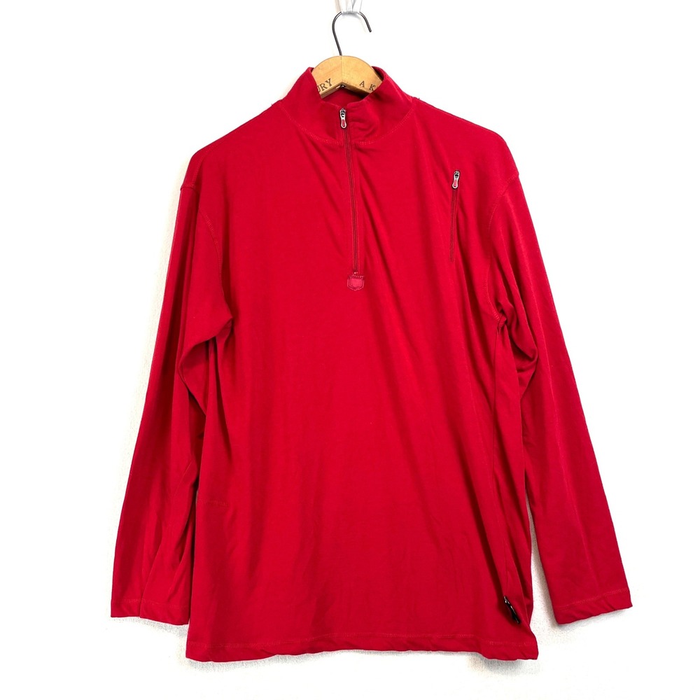 SCOTTeVEST‎ SeV SJ Qzip 1/4 Zip Red Bamboo Long Sleeve Pullover Top Mens Large L